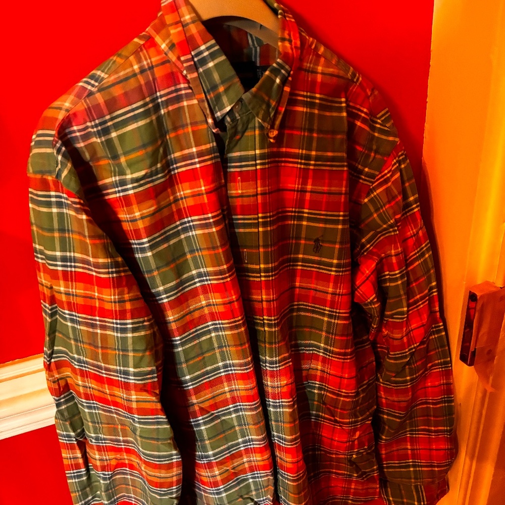 A charming Ralph Lauren Plaid shirt in pink and green